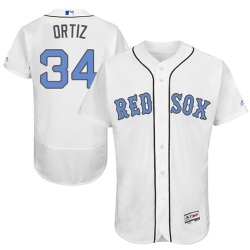 Red Sox #34 David Ortiz White Flexbase Authentic Collection Father's Day Stitched MLB Jersey
